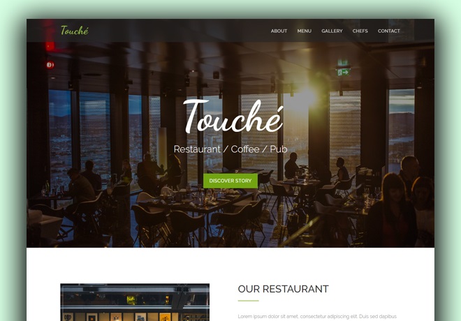 Touche free restaurant template Bootstrap