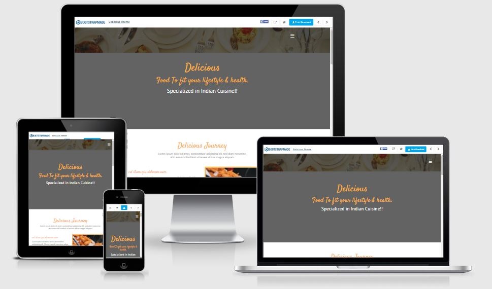 Delicious Responsive - A Bootstrap based free restaurant template