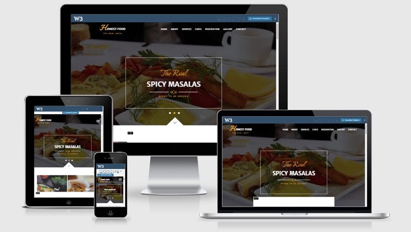 Honest Food - A Bootstrap based free restaurant template