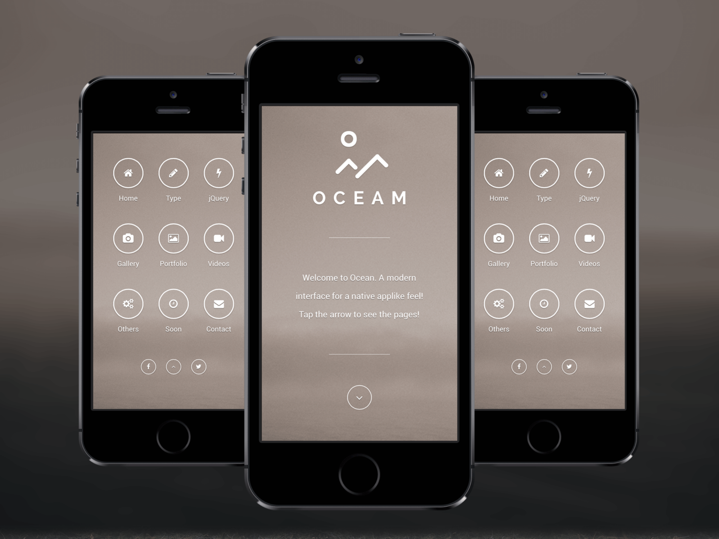 Oceam theme PhoneGap & Cordova Mobile App