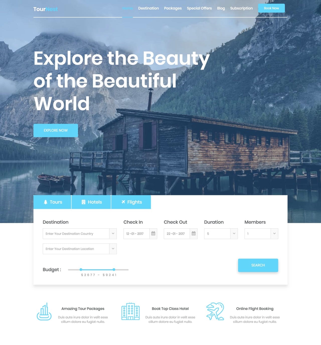 Tour Nest One Page HTML Template 