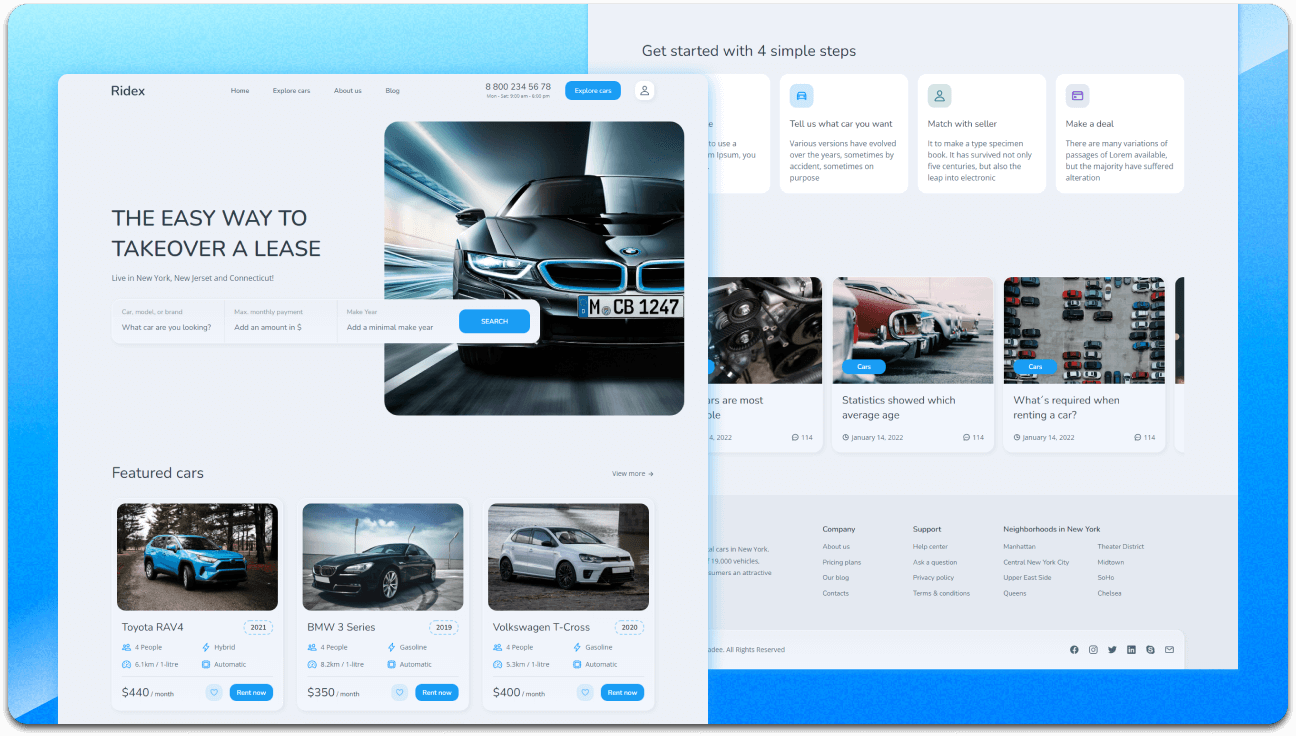 Ridex - Fully Responsive Car Rental Website Template