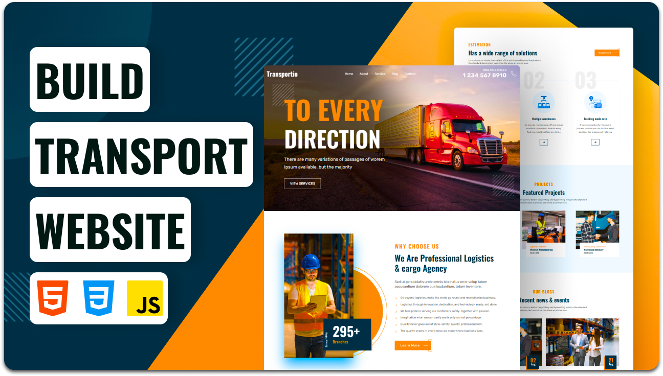 Transportio – Responsive Transportation Website Template (HTML, CSS, JavaScript)