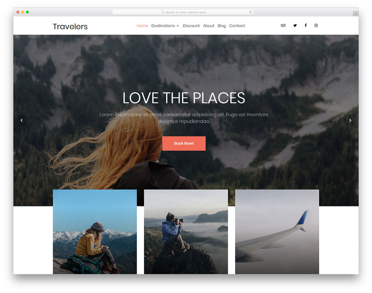 Travelers Free Website Templates