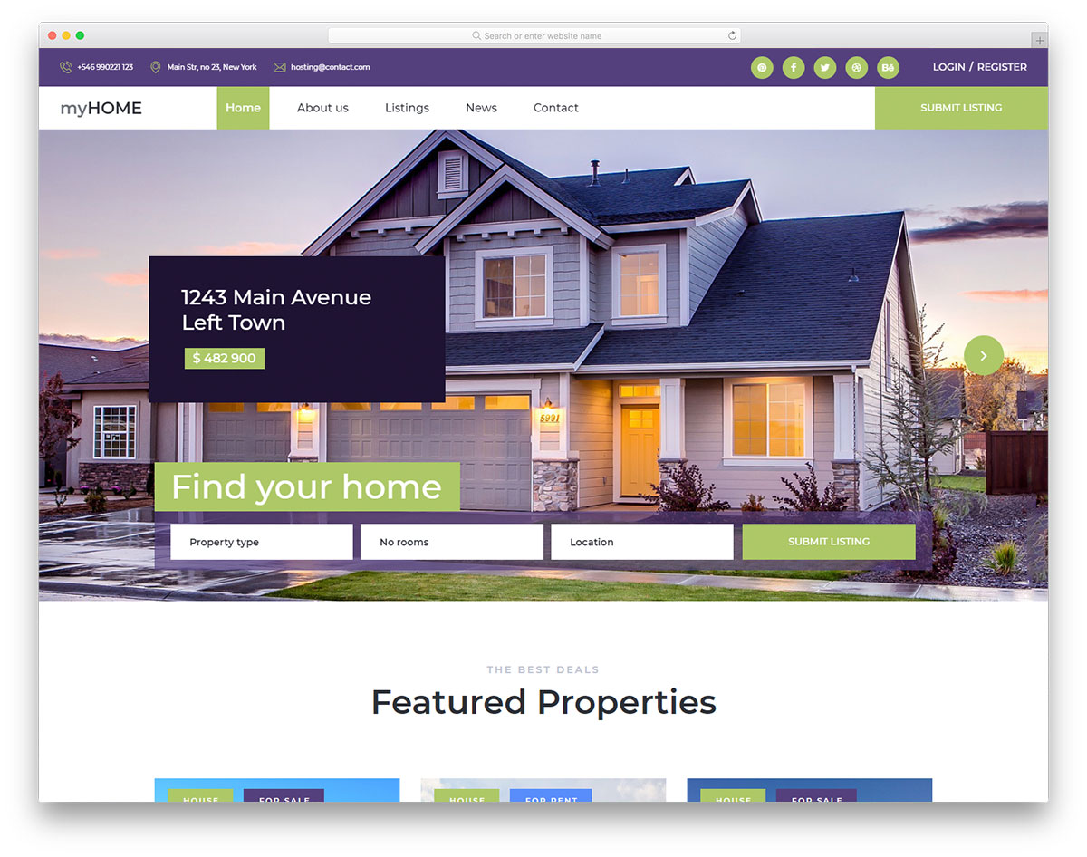 MyHome free Bootstrap real estate website template