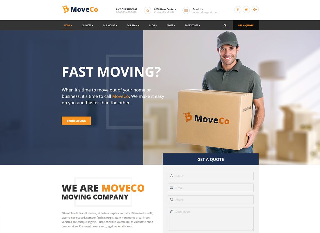 MoveCo | Logistics, Moving Company WordPress Theme