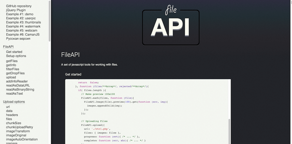 FileAPI — a set of javascript tools for working with files.