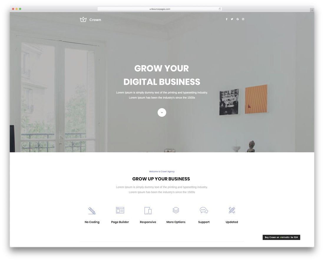 crown multipurpose unbounce landing page template
