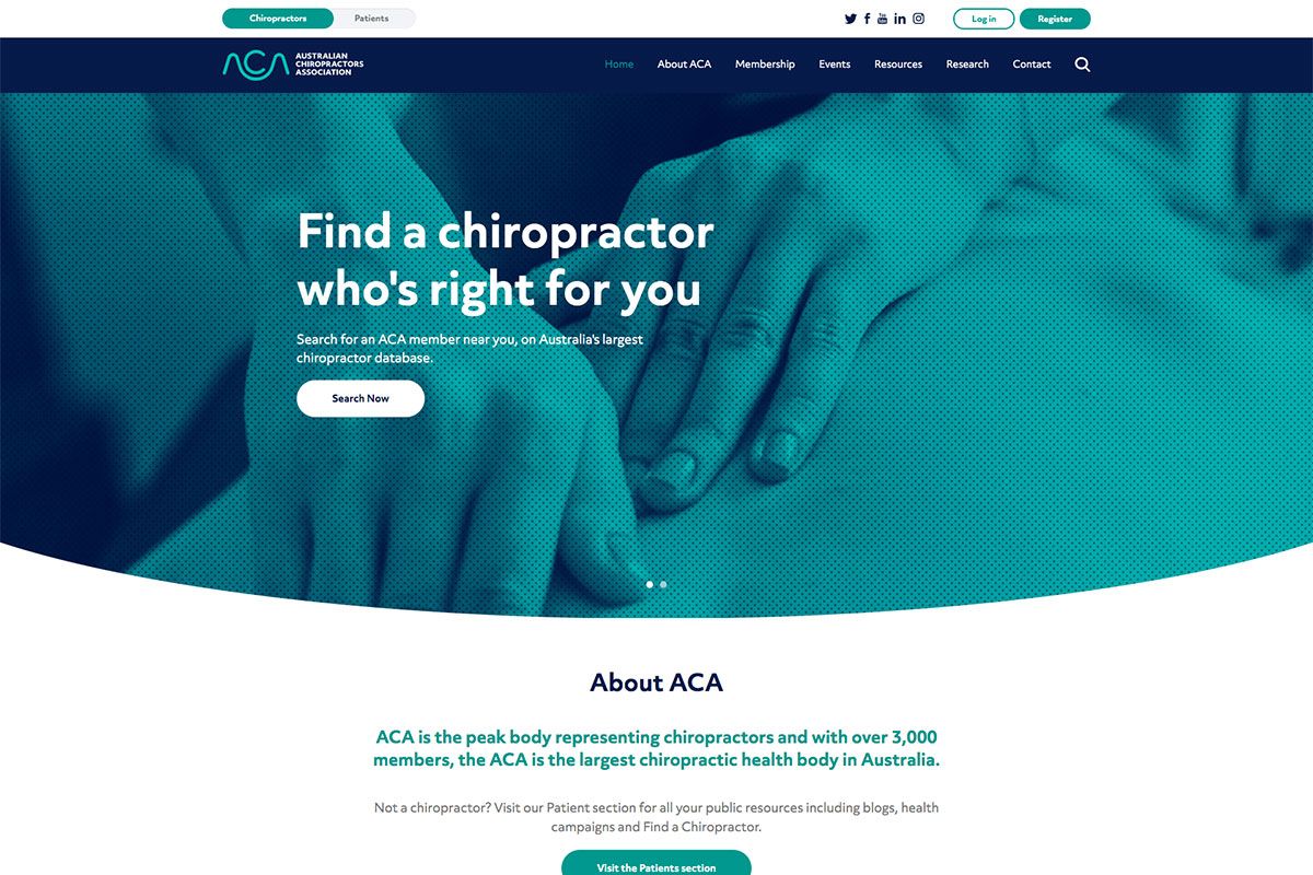 Australian Chiropractors Association website design