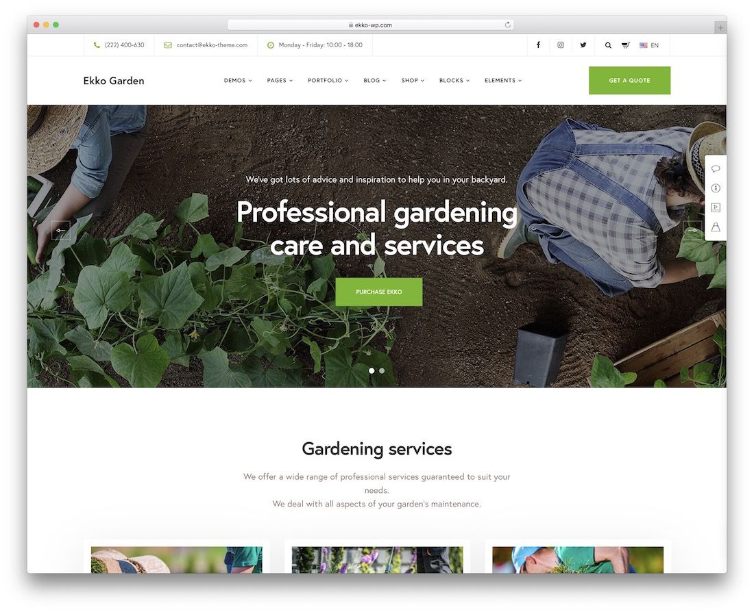 gardener gardening landscaping wordpress theme