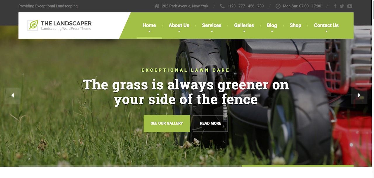 The Landscaper website design for WordPress