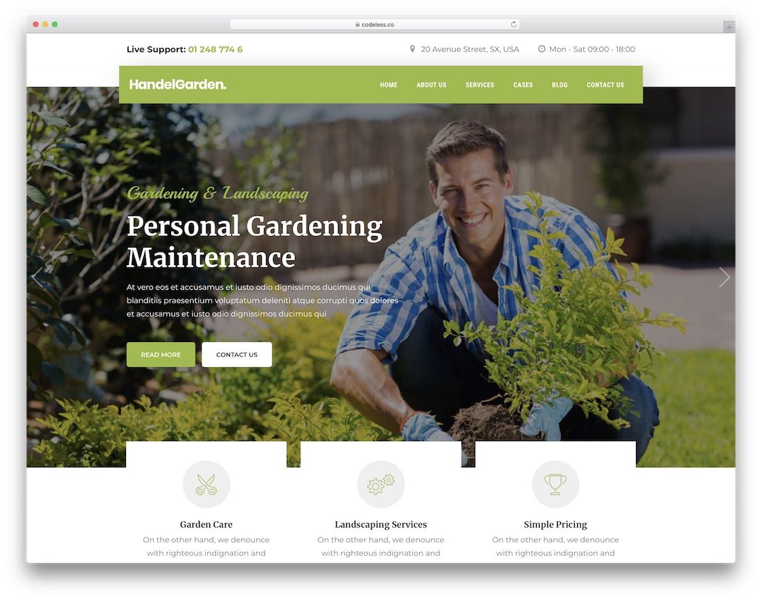 handel gardening landscaping wordpress theme