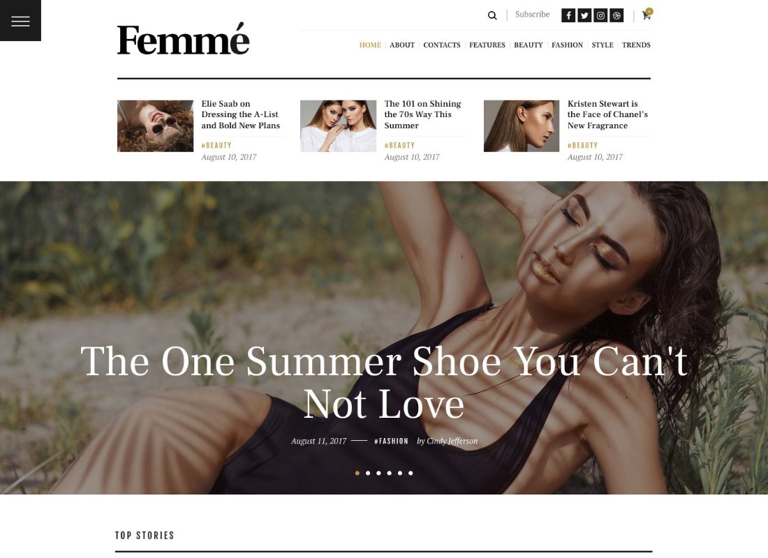 Femme - An Online Magazine & Fashion Blog WordPress Theme