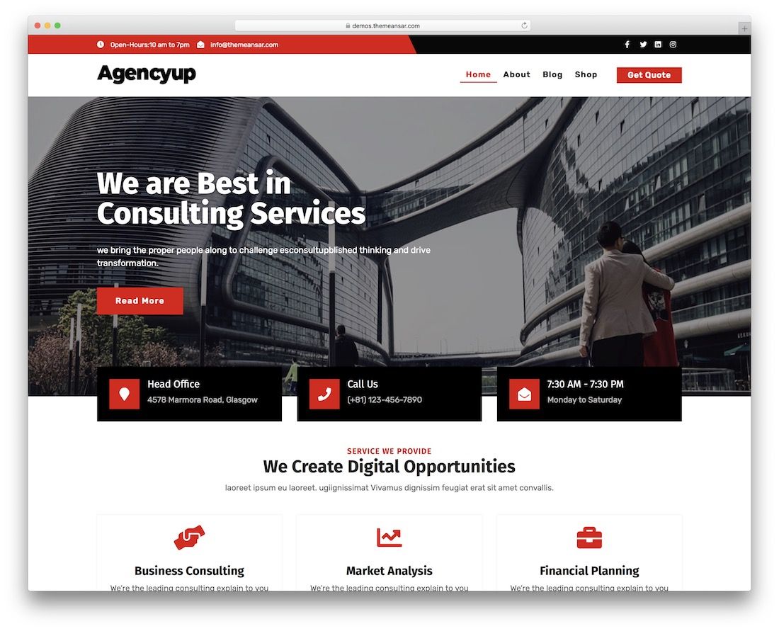 agencyup free wordpress business theme
