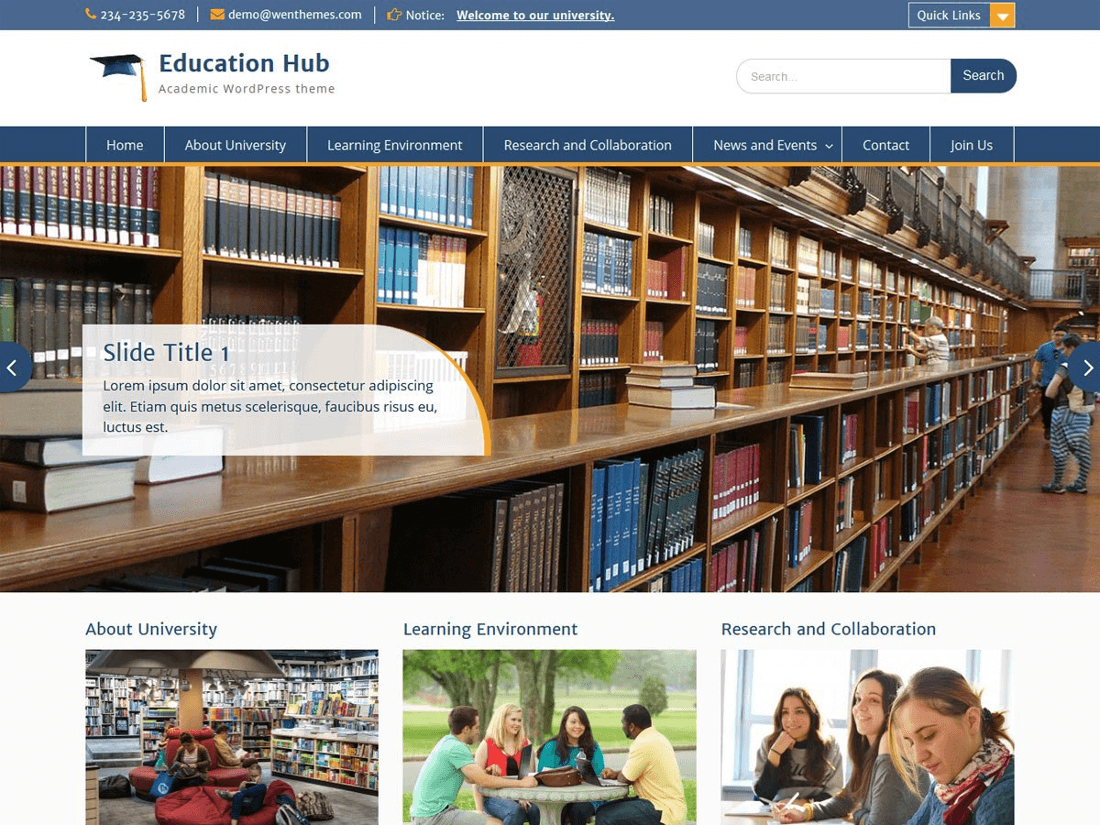 Education Hub WordPress Education Theme