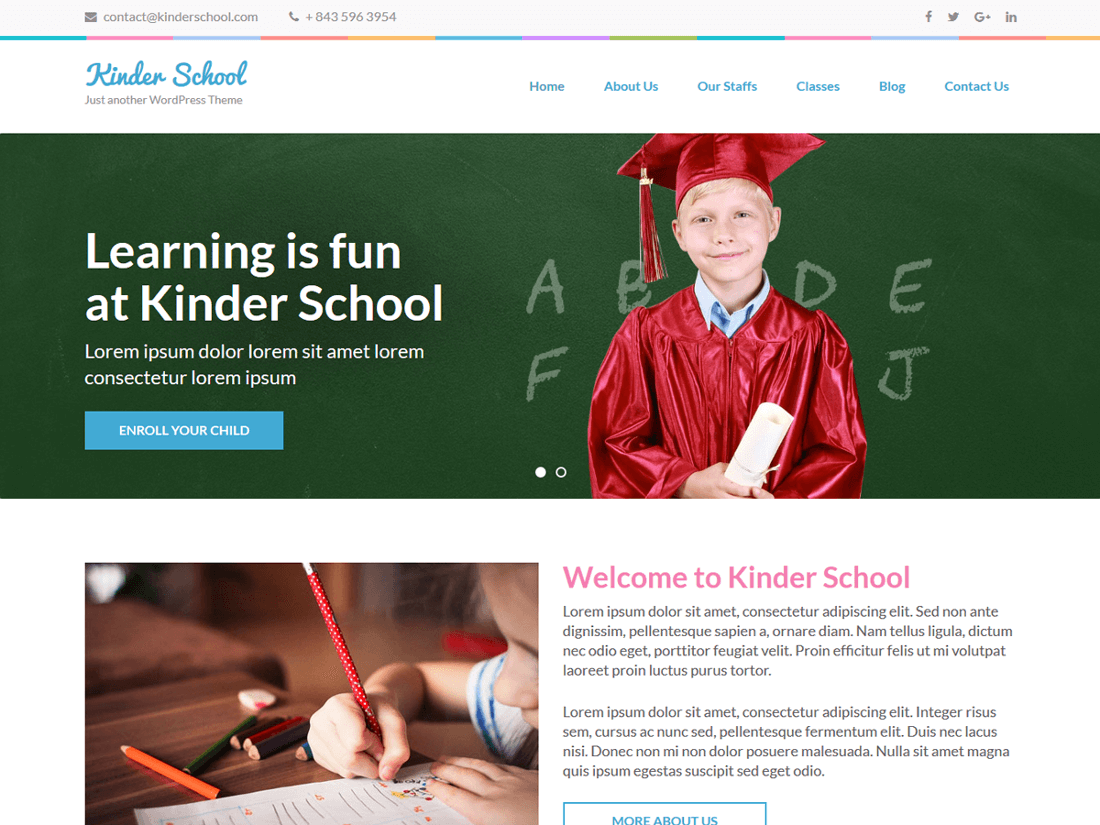 Preschool and Kindergarten WordPress Education Theme
