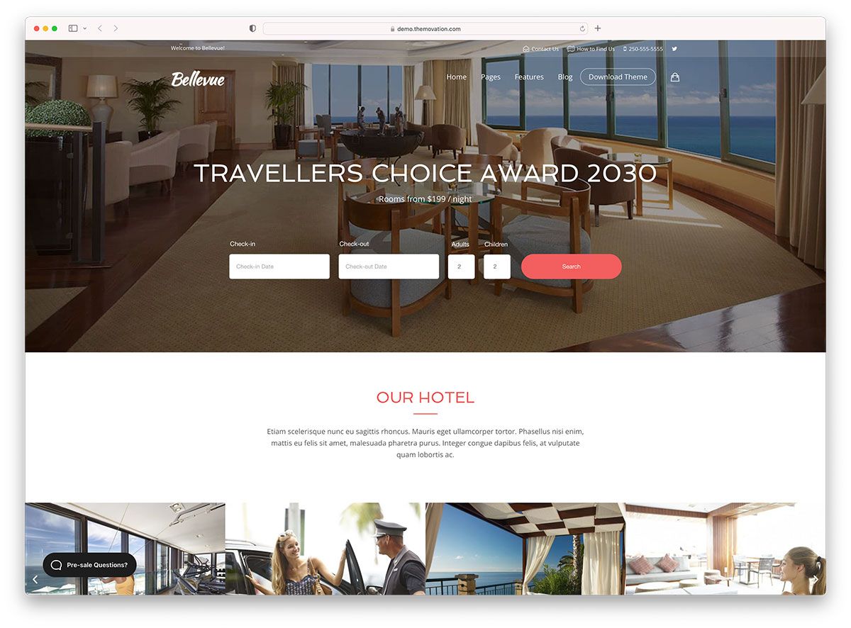 bellevue hotel WordPress theme