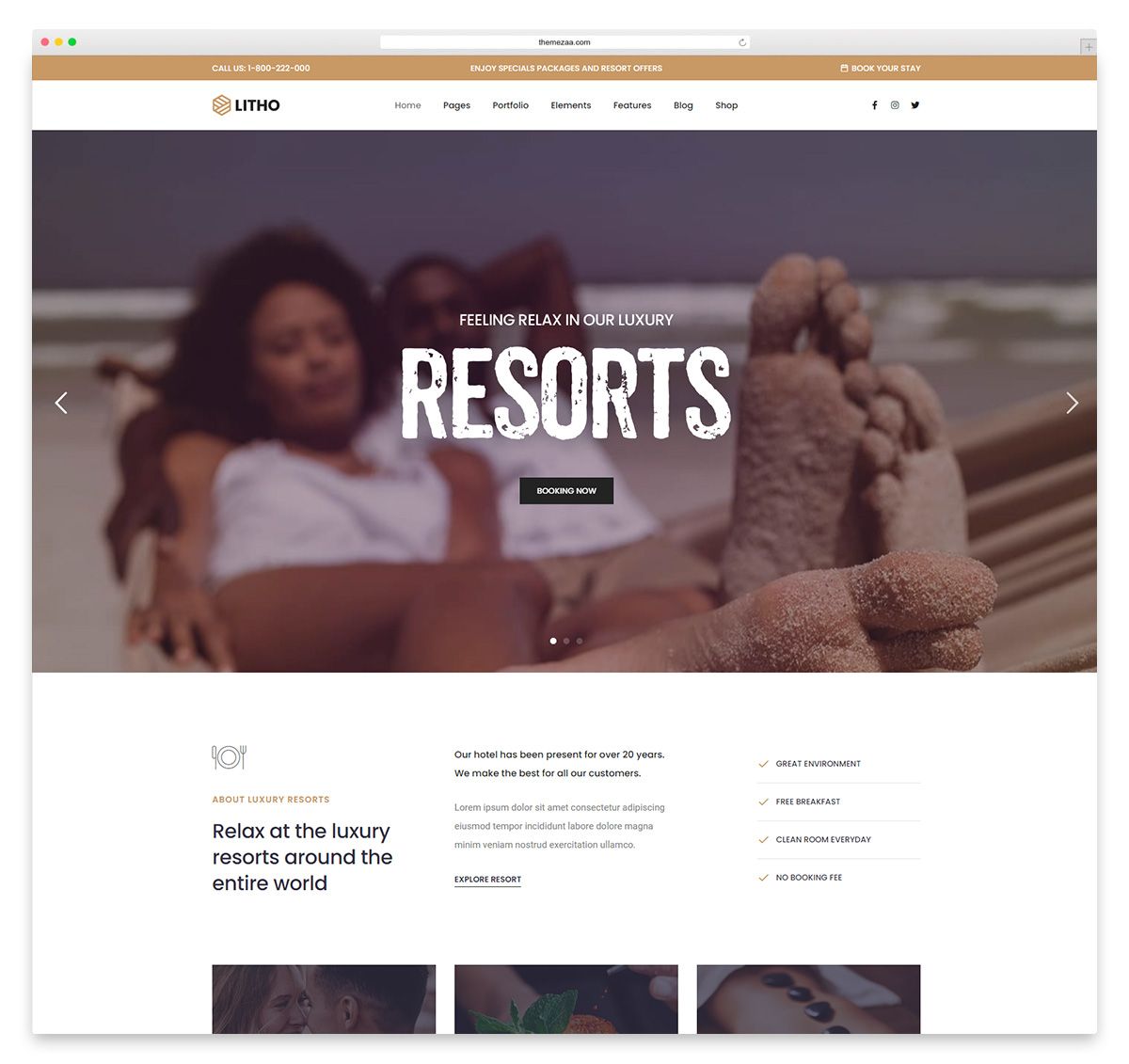 litho hotel wordpress theme