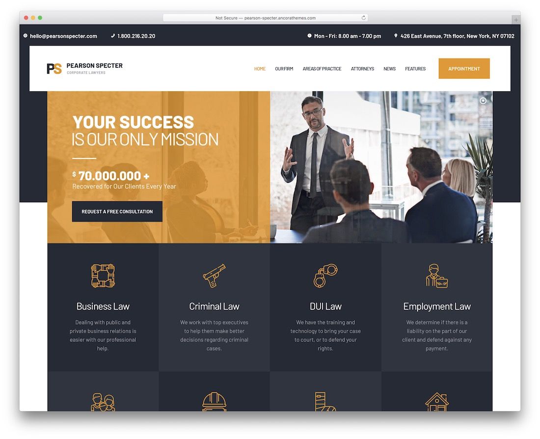 pearson specter theme with appointment booking