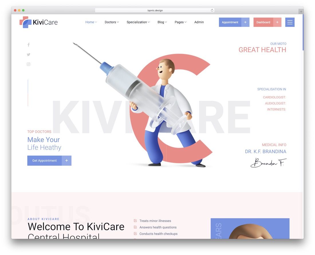 kivicare appointment booking theme