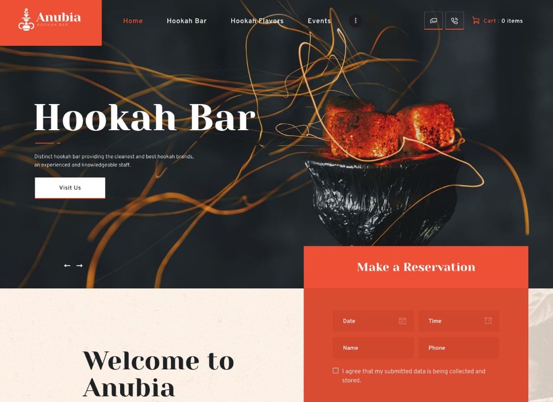 Anubia | Smoking and Hookah Bar WordPress Theme