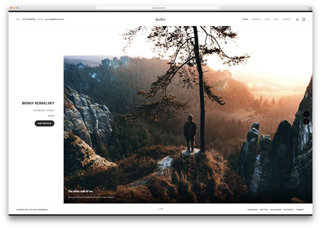 inshot photography website template