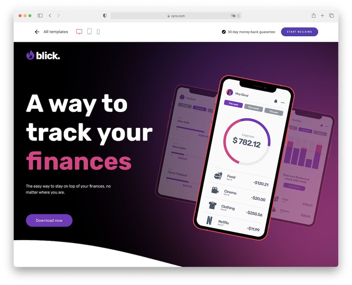 zyro landing page builder