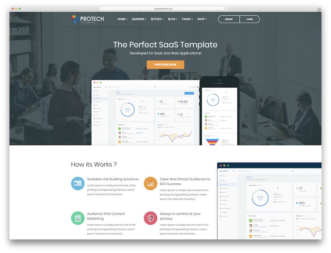 protech saas software company website template