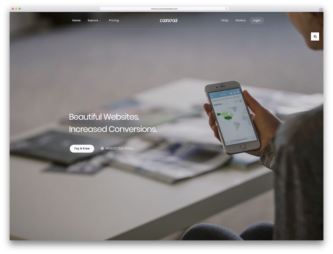 canvas software company website template