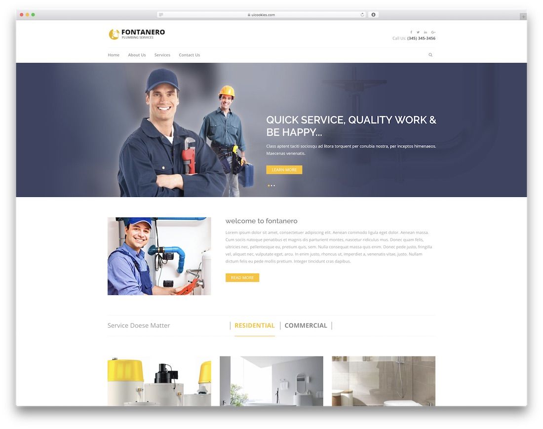 fontanero free construction website template