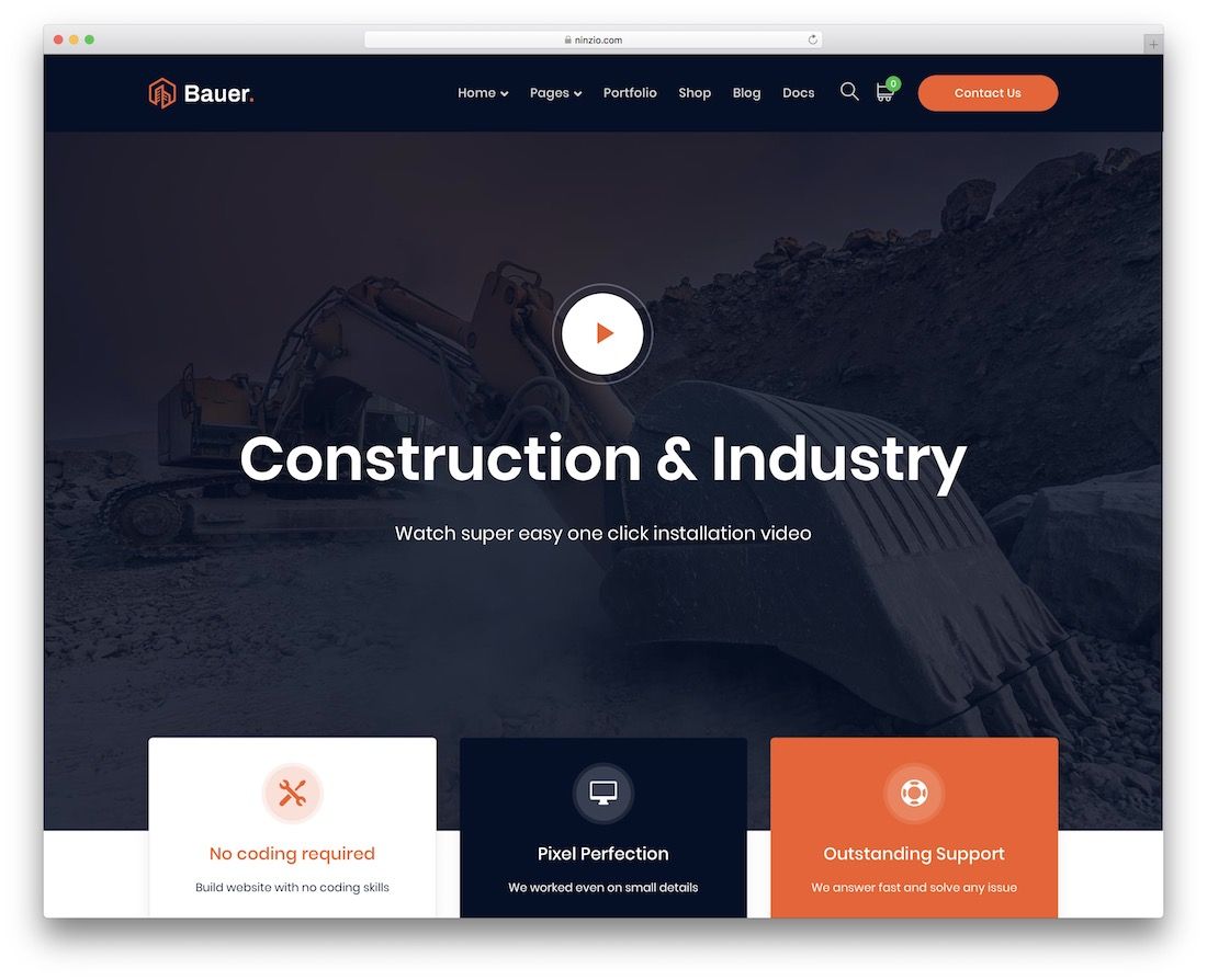 bauer construction website template