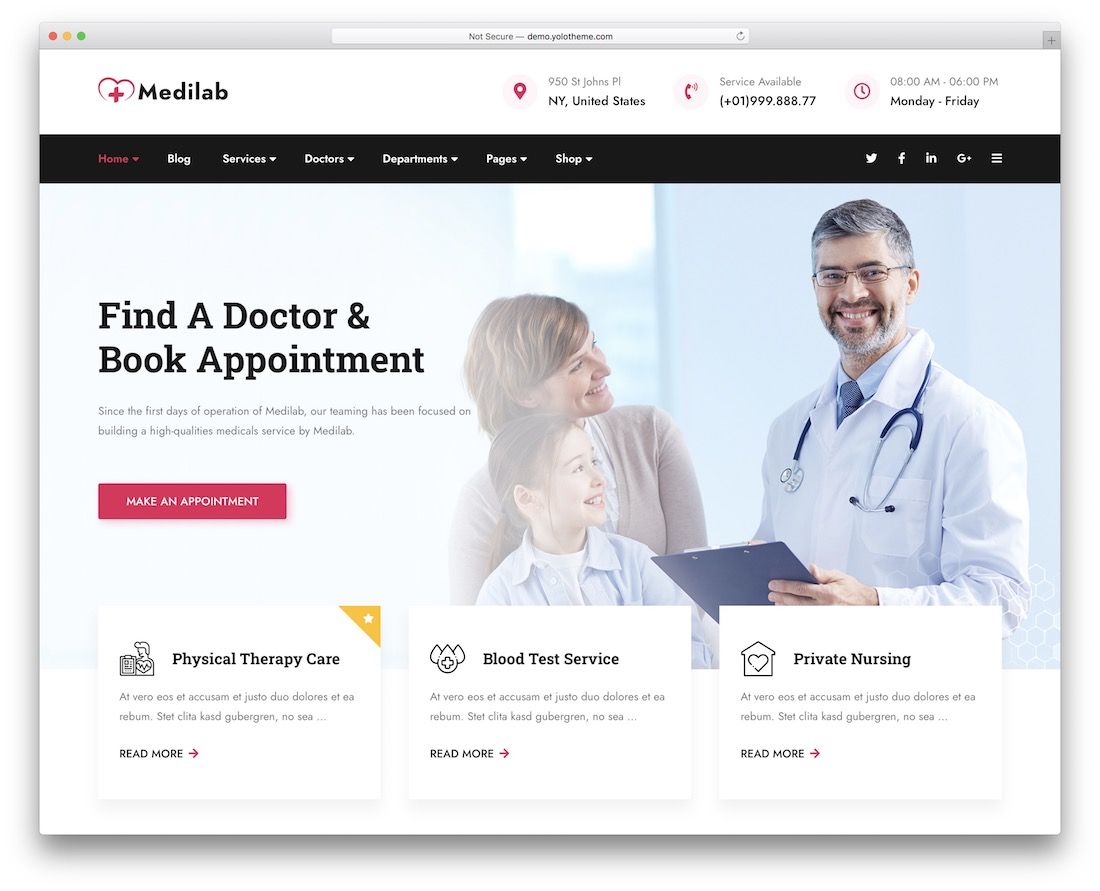 medilab medical wordpress theme