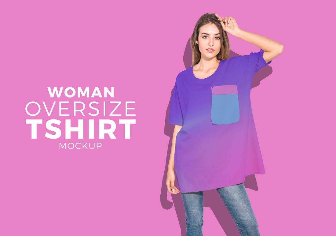 free Woman oversize t-shirt mockup