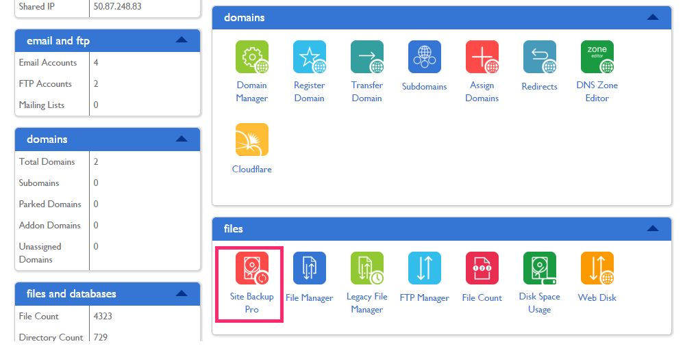 Navigate to Site Backup Pro