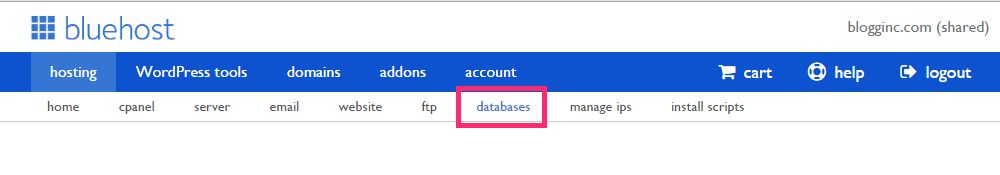 Databases tab