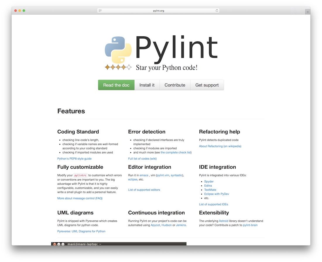 pylint code quality tool