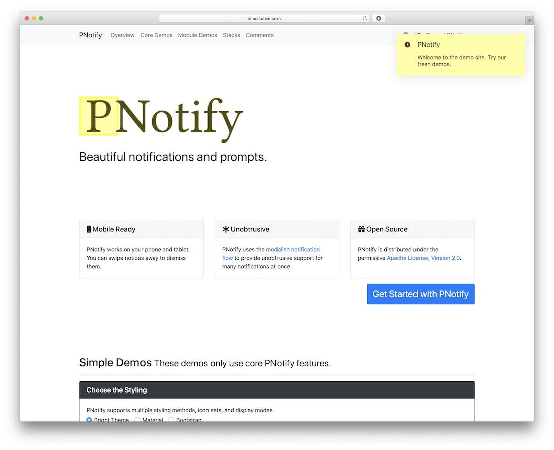 pnotify jquery notification plugin