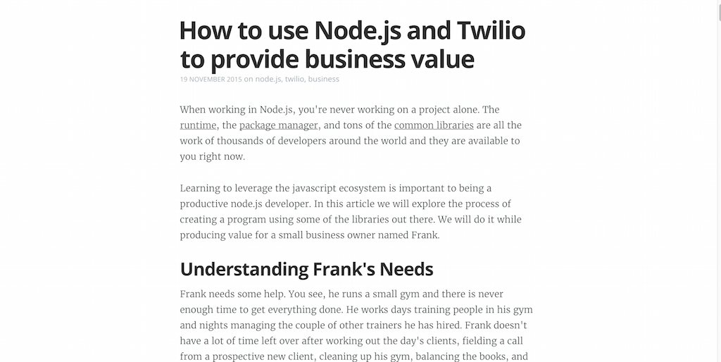 How to use Node.js and Twilio to provide business value