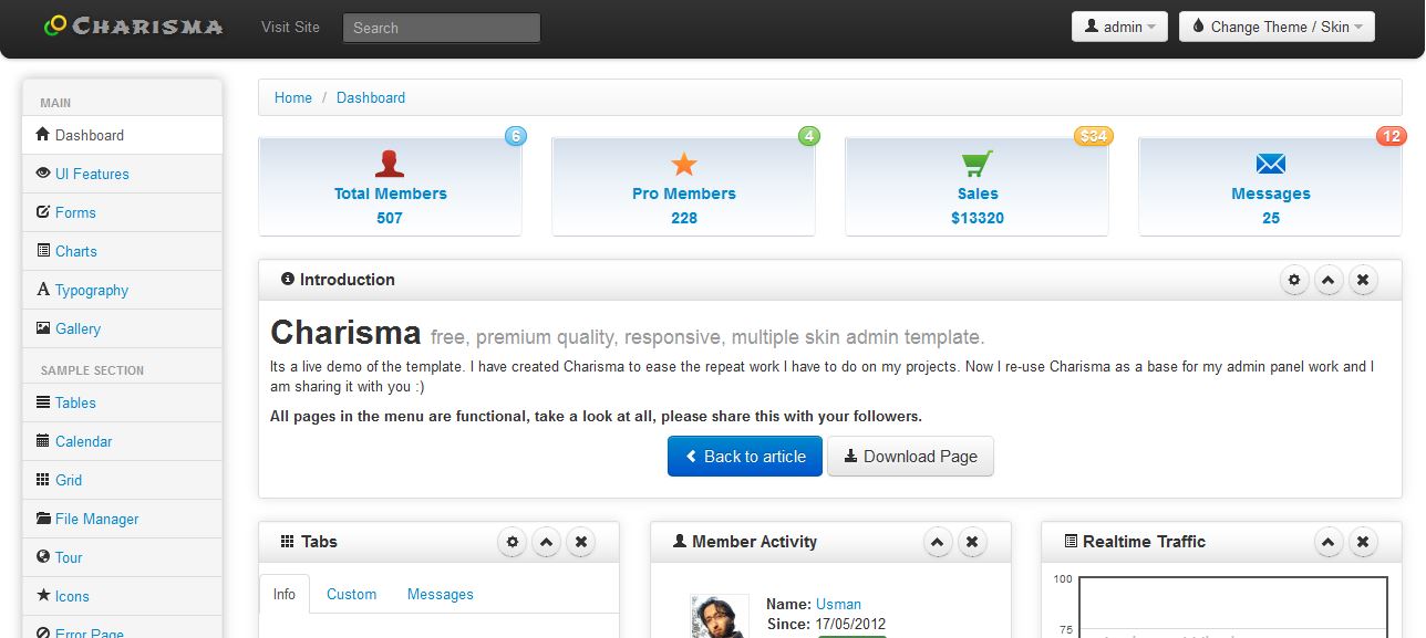 Charisma Responsive Bootstrap Admin Template