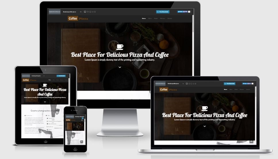 Coffee Pizza Bootstrap based free restaurant template