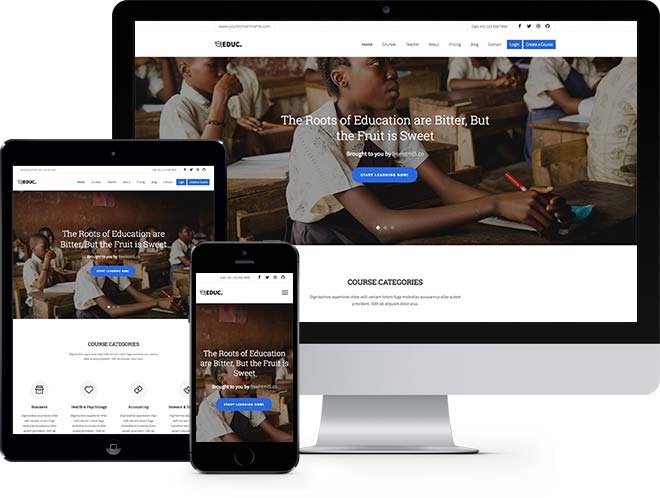 Education - Free HTML5 Bootstrap Template eLearning School Websites