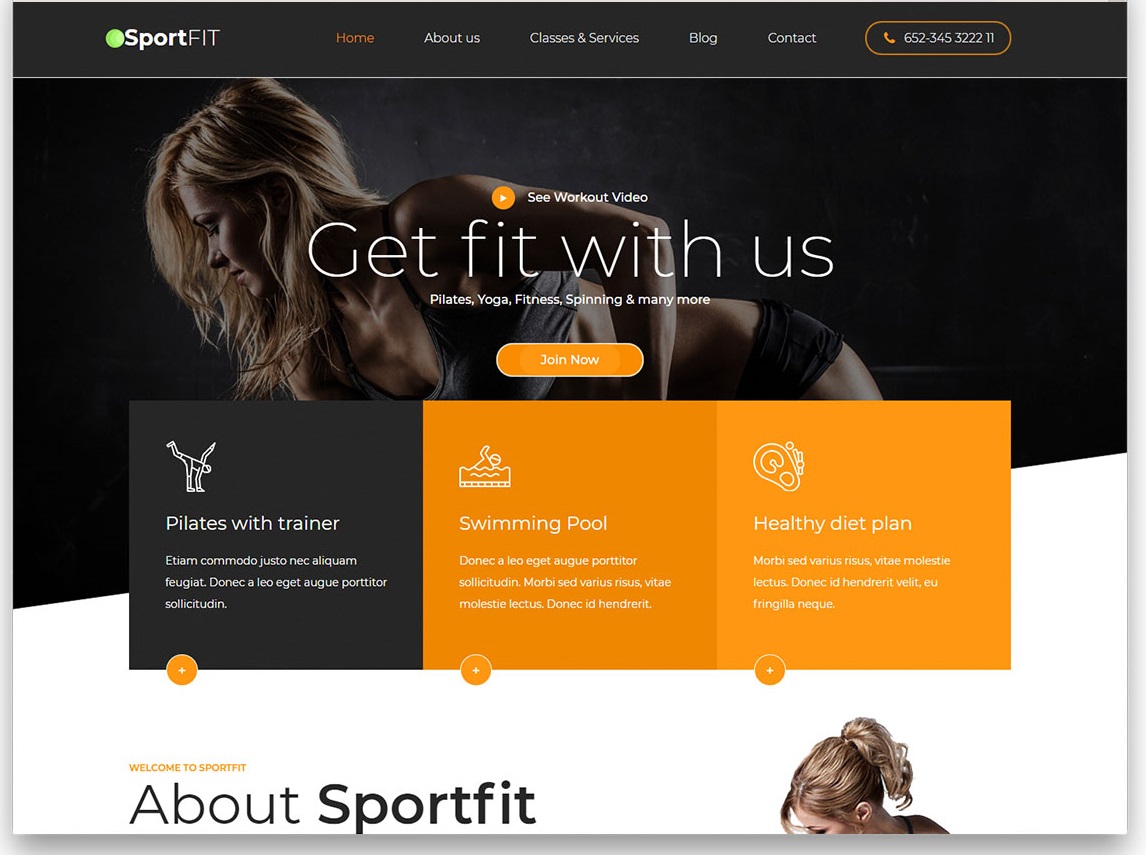 Sportsfit - Free Fitness Club Website Template