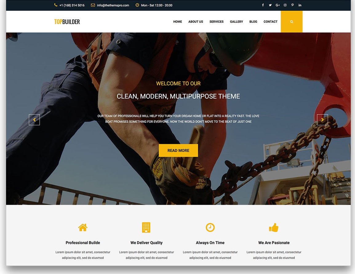 Top Builder construction company website template
