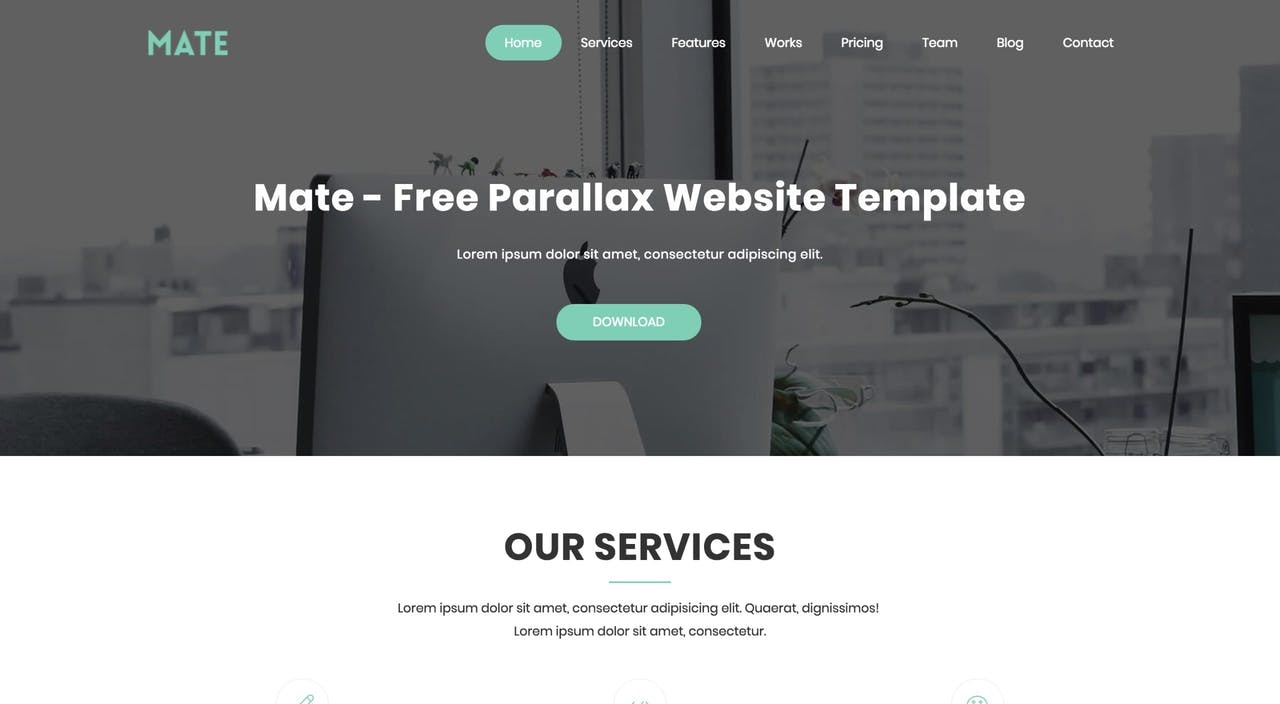 Mate One Page HTML Template
