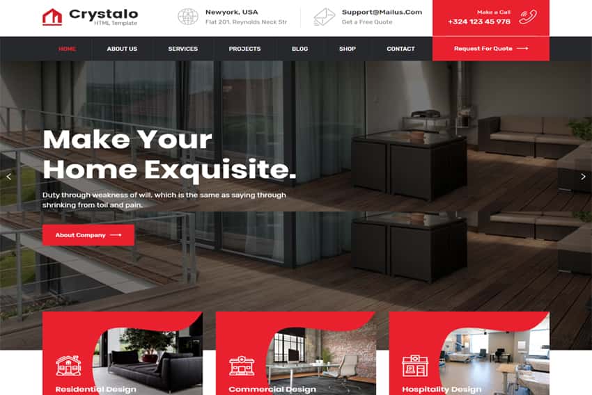 Crystalo - Interior Design HTML Template Free Download
