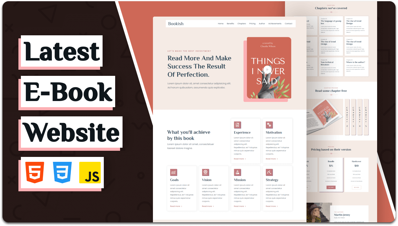 Bookish – Responsive E-Book Website Template (HTML, CSS, JavaScript)