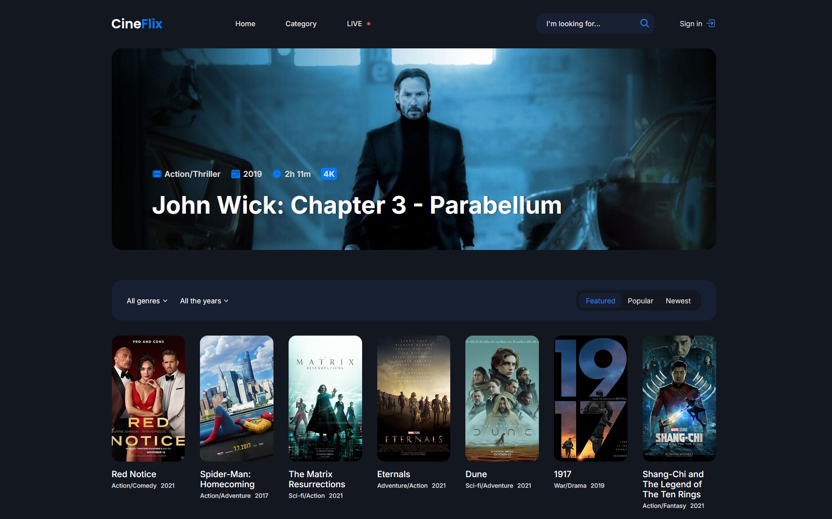 CineFlix - Modern Responsive Movie Streaming Website Template (HTML, CSS, JS)