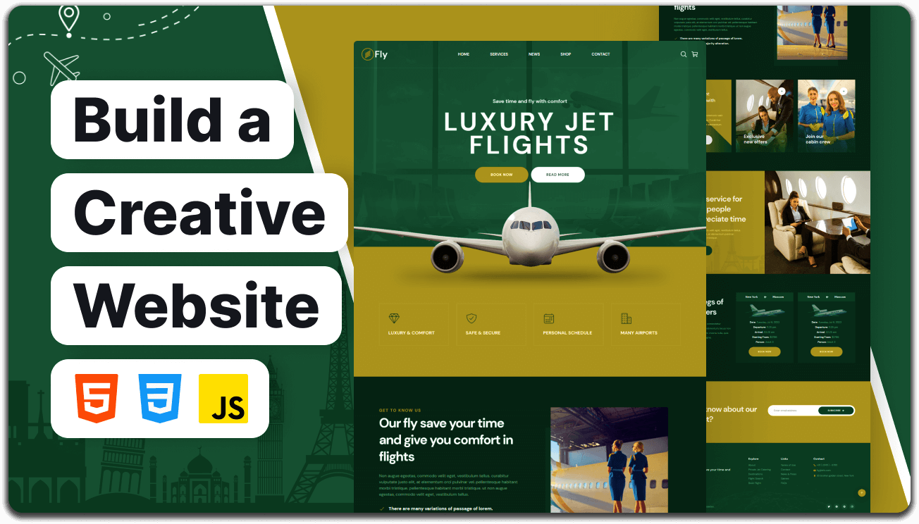 Fly – Responsive Flight Booking Website Template (HTML, CSS, JavaScript)
