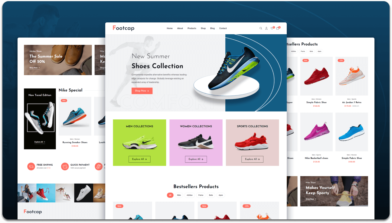 Footcap – Responsive eCommerce Website Template (HTML, CSS, JavaScript)