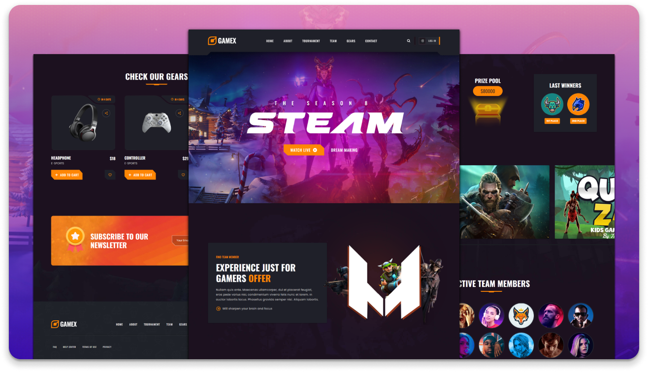 GameX – Responsive eSports & Gaming Website Template (HTML, CSS, JavaScript)